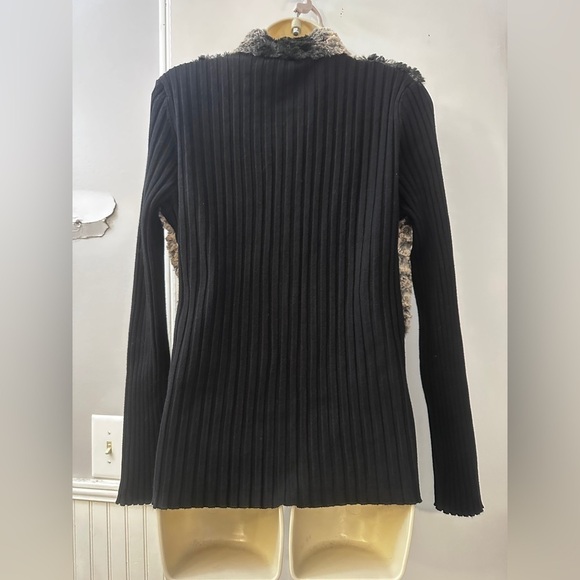 Fontana Women’s Size Large Black Faux Fur Knit Jacket with Rhinestone Zipper - Picture 7 of 11